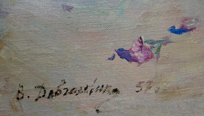 Oil painting Flexes by Dovgalevskaya Vera Veniaminovna: pink purple flower