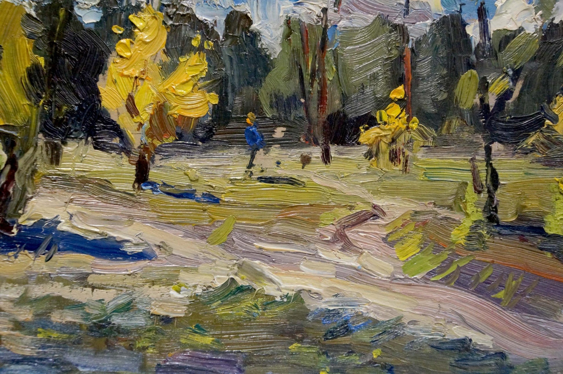 Oil painting Golden autumn by Popov Igor Alexandrovich, vibrant impressionist landscape