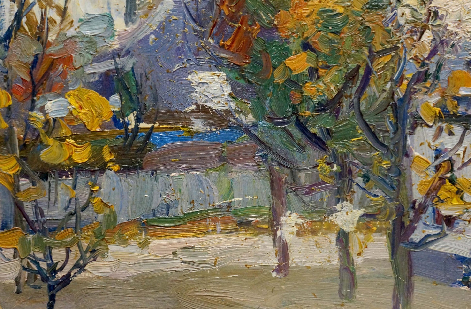 Impressionistic oil painting of autumn trees by Gantman Moisey Faibovich