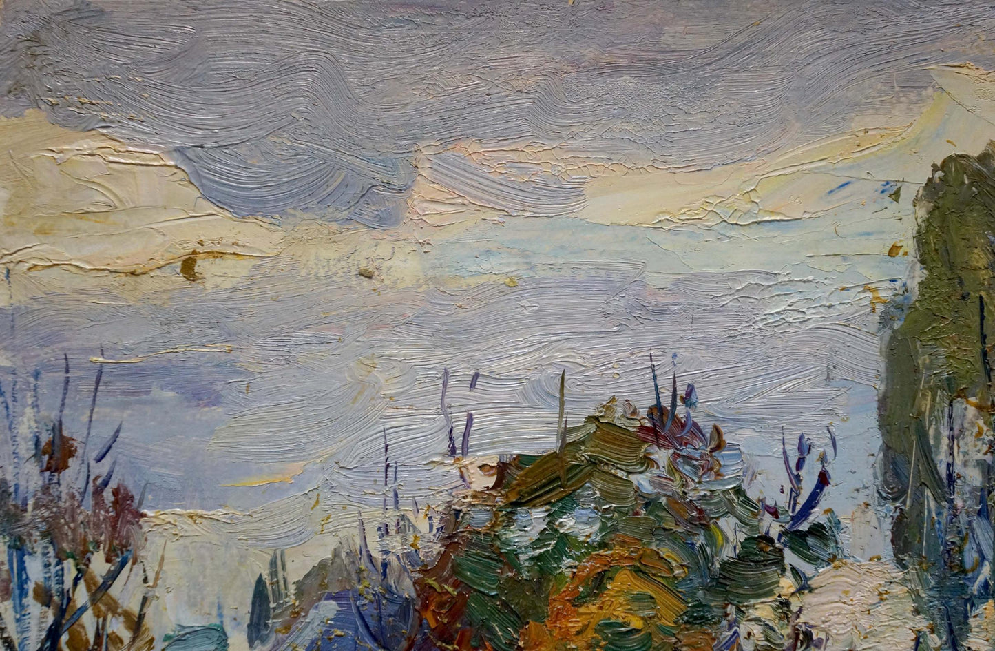 Oil painting Autumn landscape by Gantman Moisey Faibovich impressionistic textured