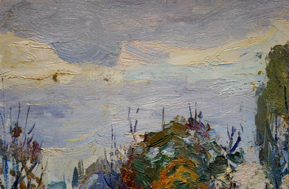Oil painting Autumn landscape by Gantman Moisey Faibovich impressionistic textured