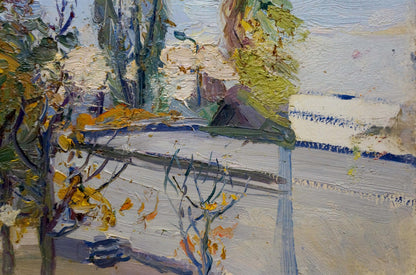 Impressionistic oil painting of autumn garden landscape by Gantman Moisey Faibovich