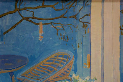 Oil painting The Yard by Sulimenko Petr Stepanovich: wicker chair mural