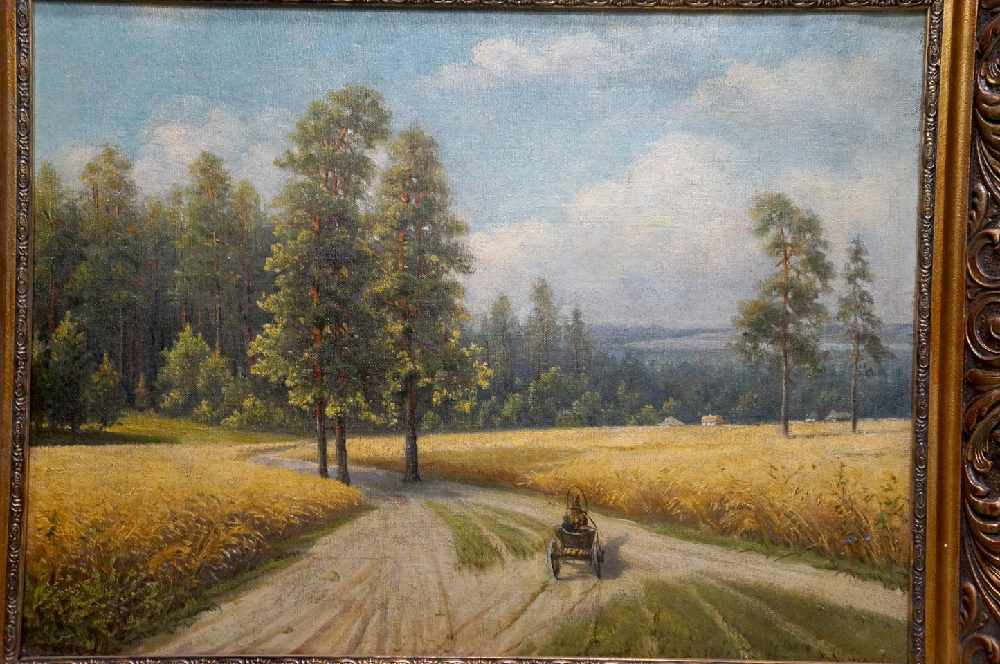 Framed oil painting Forest edge Tolkachevsky I with wheat fields and trees