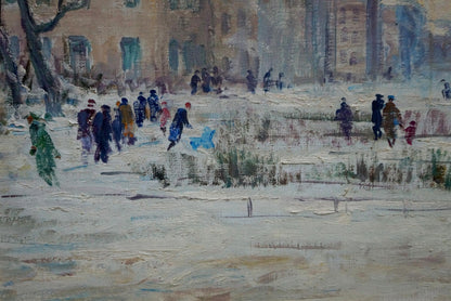 Impressionistic snowy urban street by Yakov Alexandrovich Basov