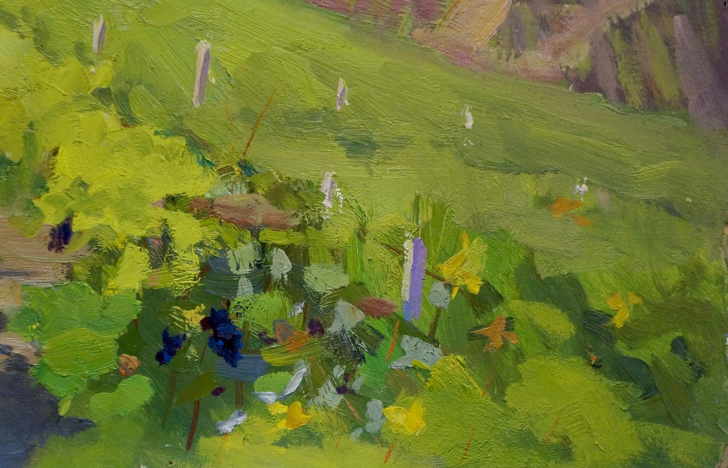 Oil painting Vineyards by Stremsky Alexander Ivanovich with vibrant green foliage