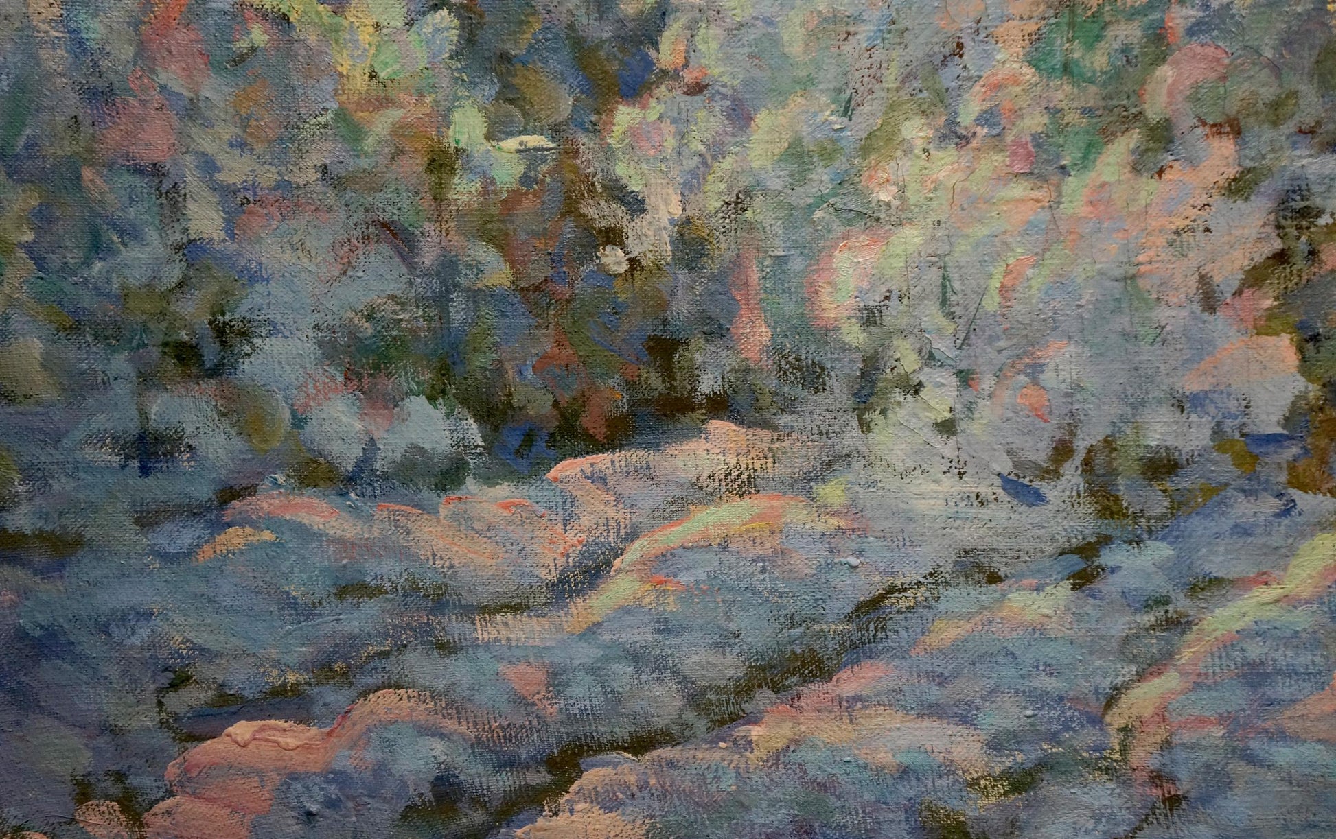 Impressionistic oil painting of winter morning forest floor by Khvedchuk Leonid Vladimirovich
