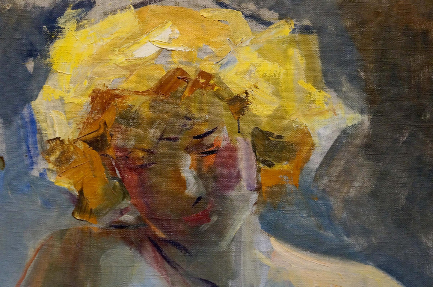 Vibrant impressionistic oil portrait of female figure by Volsky Petr Dmitrievich
