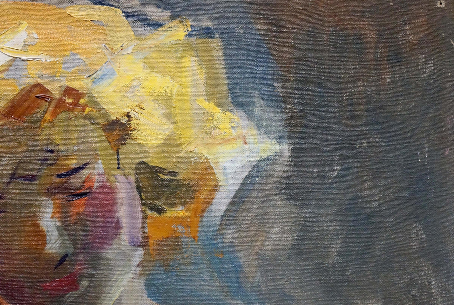 Oil painting Portrait of a Female Figure by Volsky Petr Dmitrievich with abstract yellow orange blue strokes