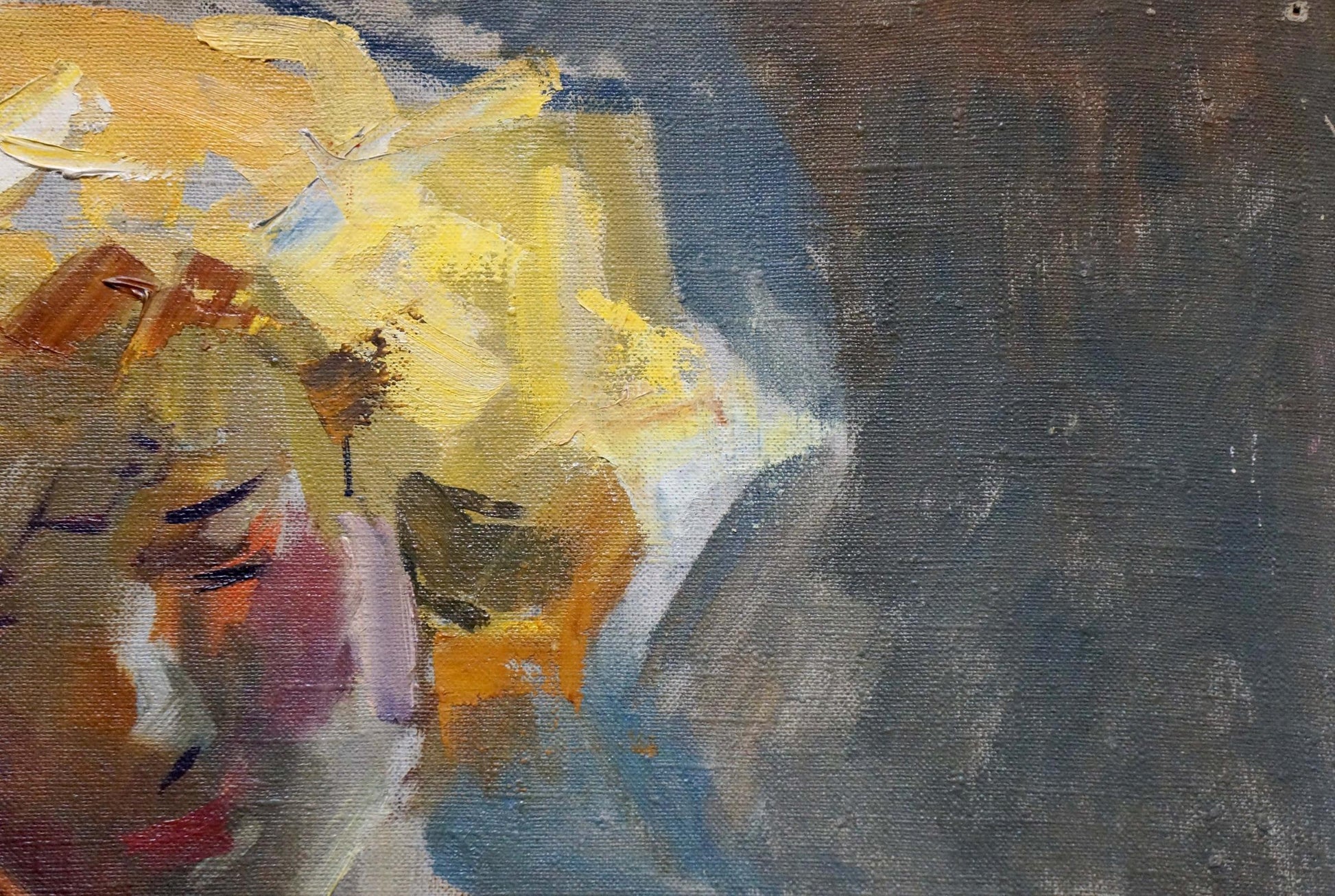 Oil painting Portrait of a Female Figure by Volsky Petr Dmitrievich with abstract yellow orange blue strokes