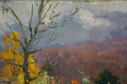 Oil painting by Kobylenkov Mikhail Vasilievich: bare tree with yellow leaves