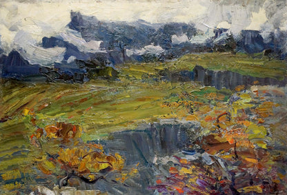 Oil painting by Stremsky Alexander Ivanovich: impressionistic mountain landscape