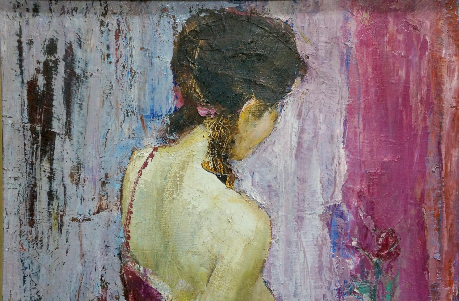 Oil painting portrait of a girl from behind by Sergey Reznichenko