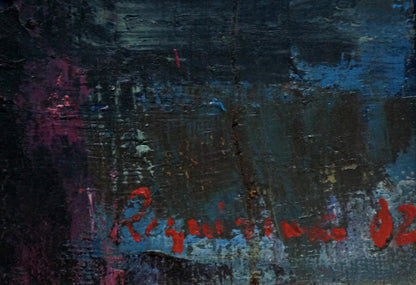 Oil painting Portrait of a Girl by Sergey Reznichenko, textured abstract back