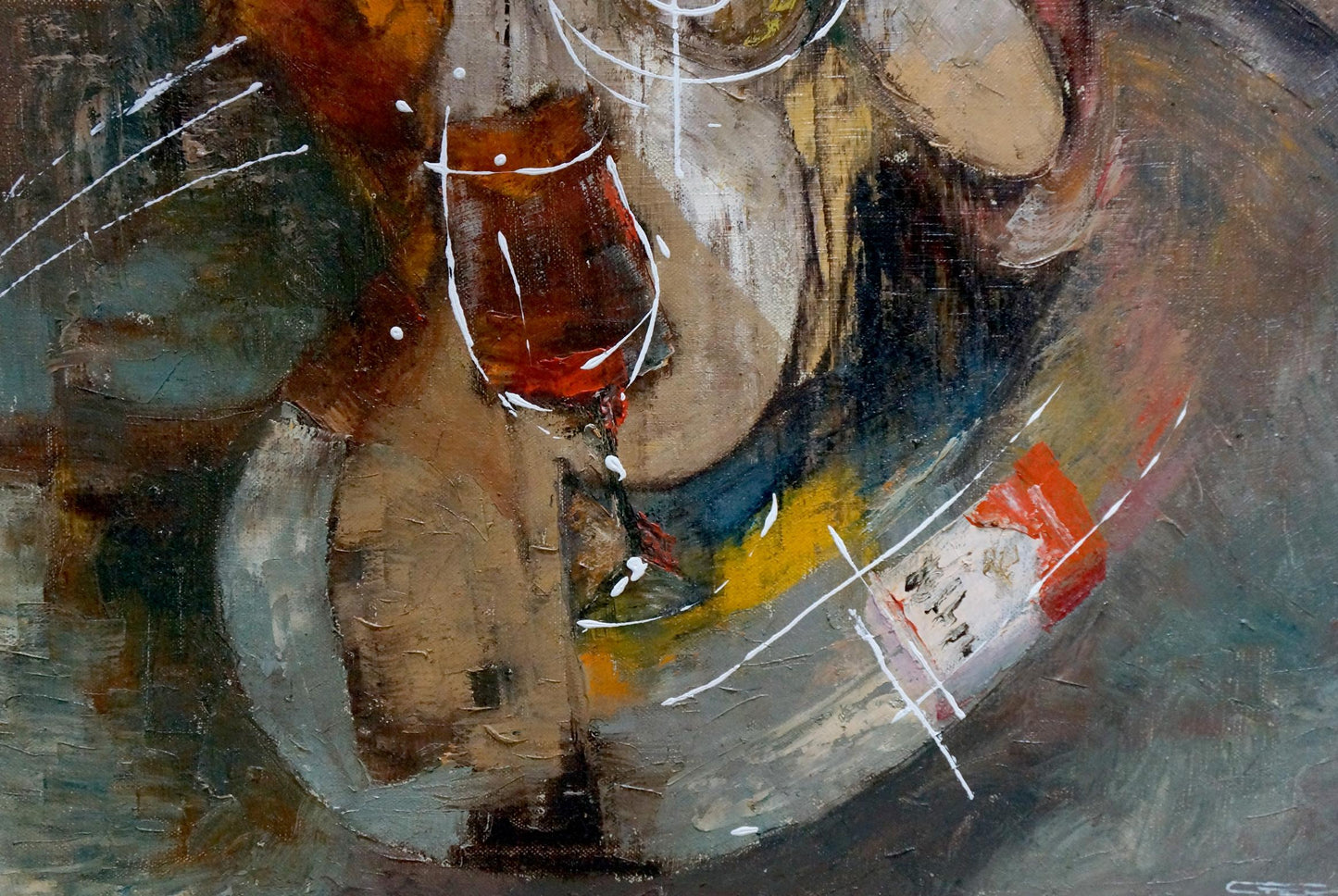 Abstract oil painting Attend Alexander Lvovich Schwartz red wine glass