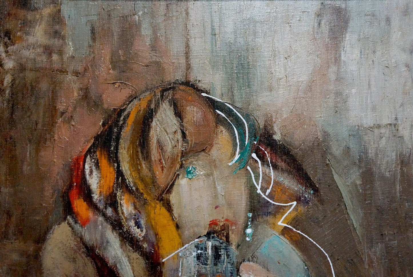 Abstract oil painting Attend by Alexander Lvovich Schwartz with textured figure