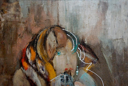Abstract oil painting Attend by Alexander Lvovich Schwartz with textured figure