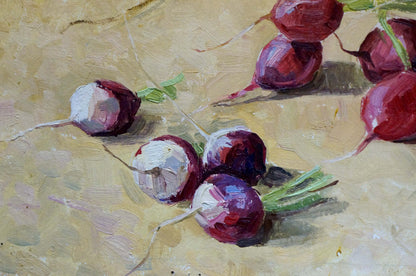Impressionistic oil painting of red radishes by Sakhnenko Viktor Ivanovich