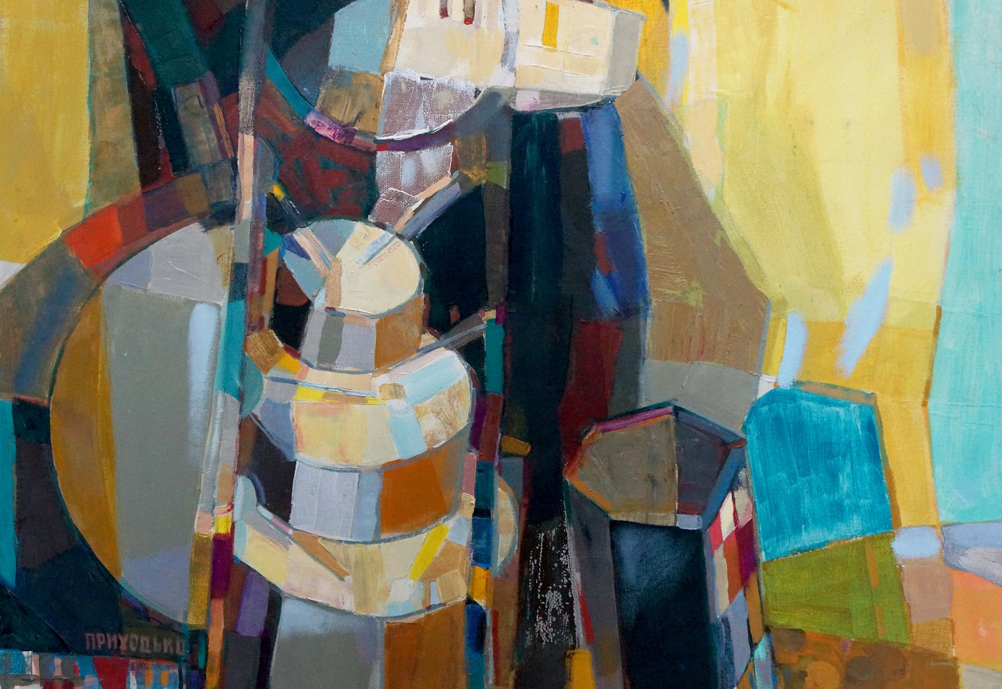 Abstract geometric oil painting Man orchestra by Prikhodko Vyacheslav Afanasevich