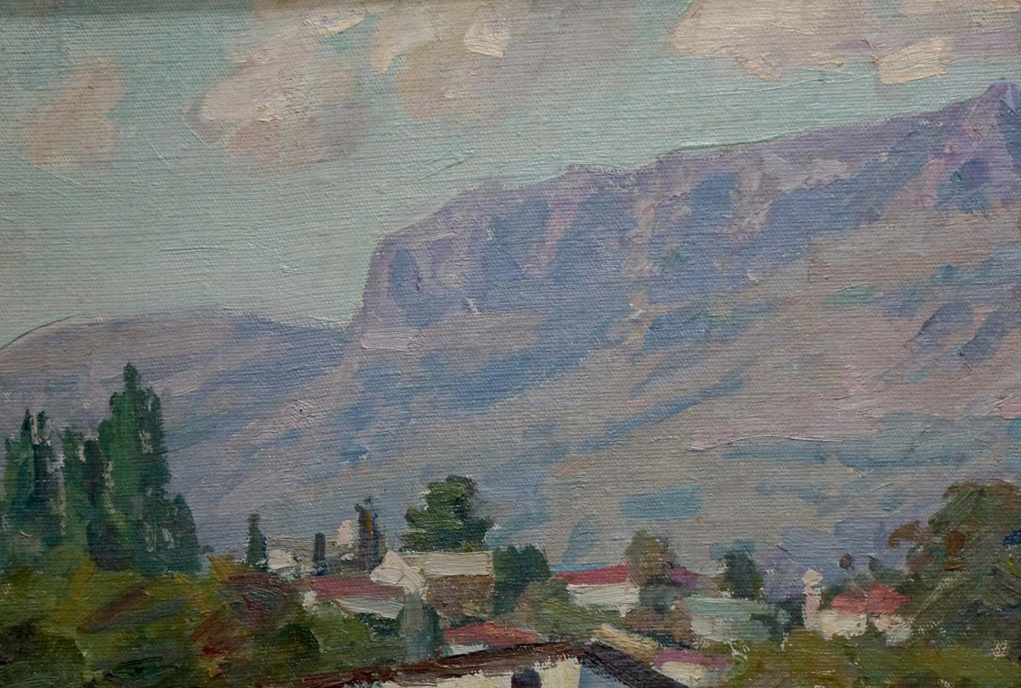 Textured oil painting by Kisel Ivan Gordeevich of mountainous landscape
