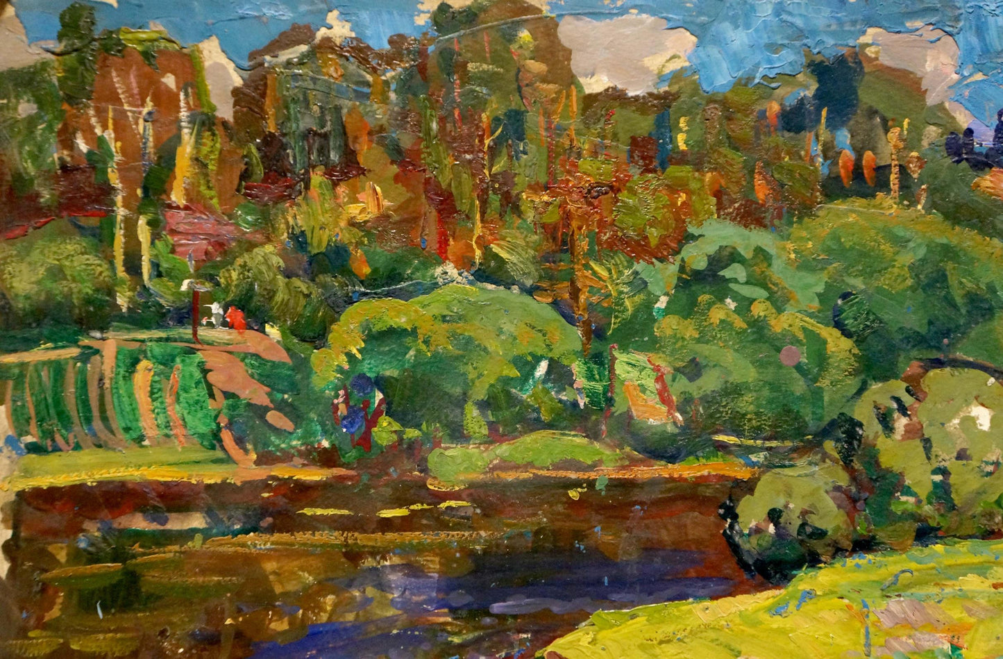 Vibrant impressionist summer landscape oil painting by Gaiduk Viktor Kirillovich