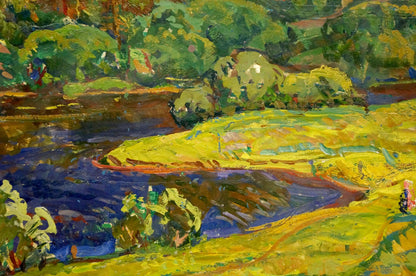 Vibrant impressionist summer landscape oil painting by Gaiduk Viktor Kirillovich