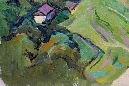 Oil painting Urban landscape by Ruban Grigory Savelievich with vibrant abstract strokes