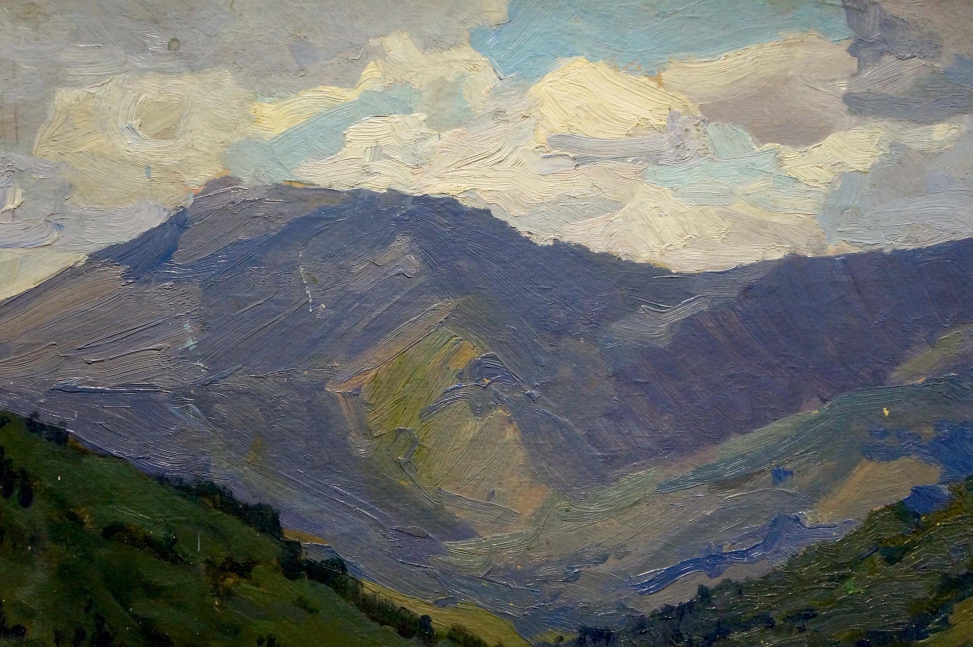 Textured oil painting of mountain landscape by Fomin Anatoly Nikiforovich
