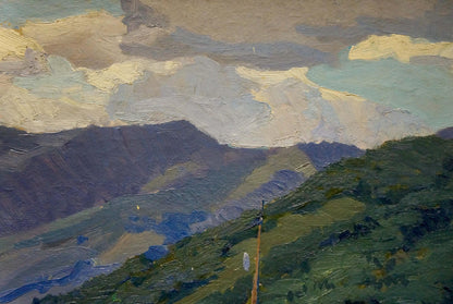 Oil painting of layered mountains by Fomin Anatoly Nikiforovich