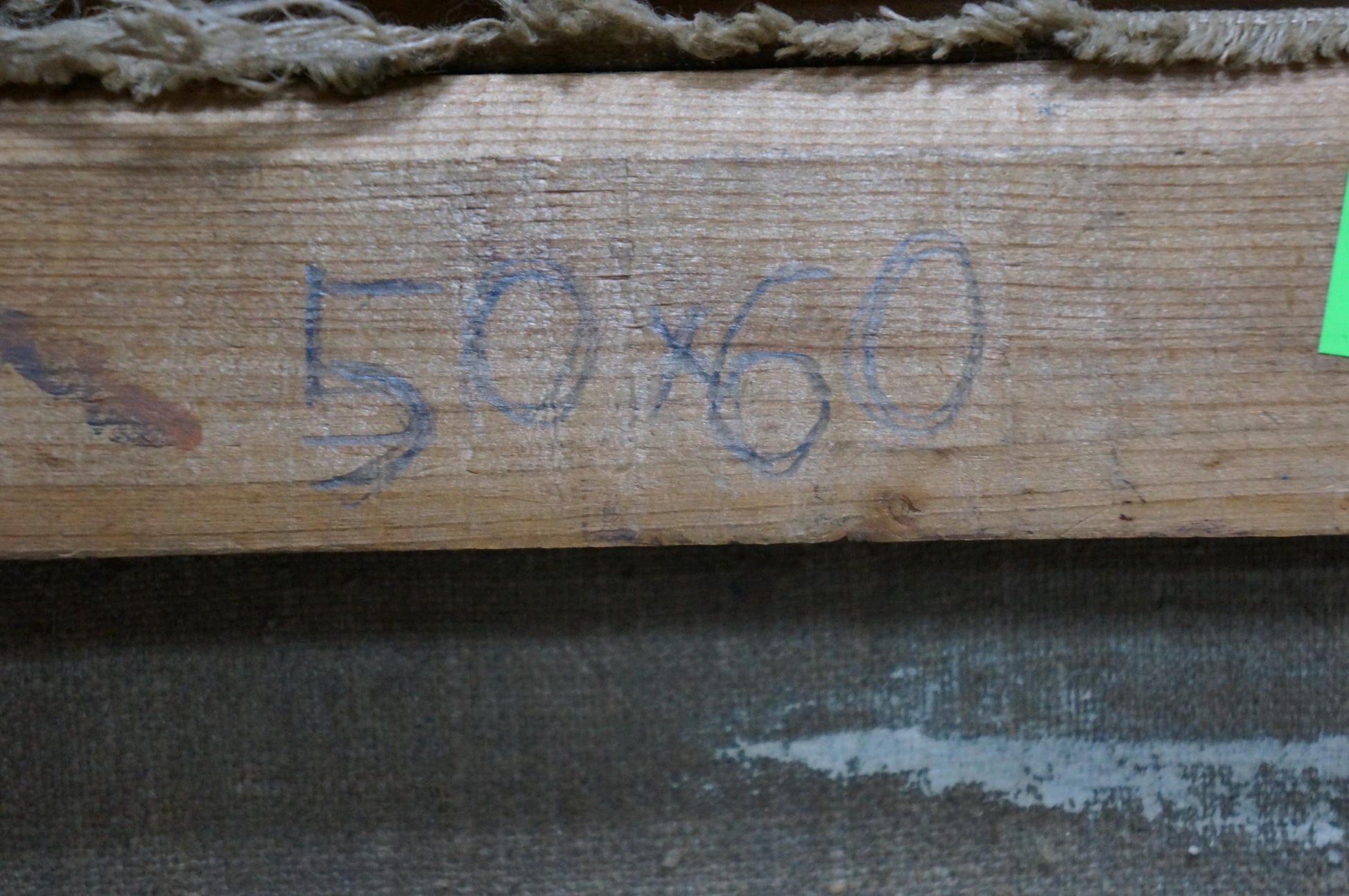 Back of Ivan Fedorovich Schultze oil painting with 50x60 chalk marking