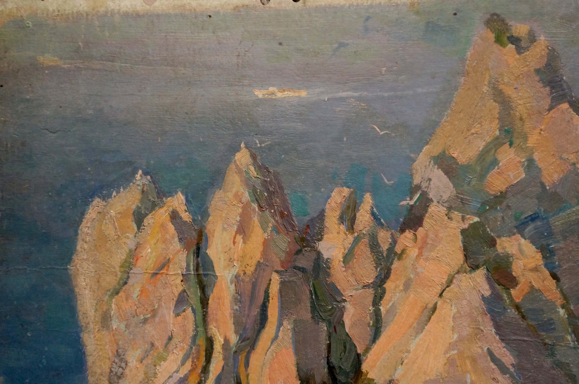 Oil painting of rocky shore by Mamchich Stepan Gavriilovich