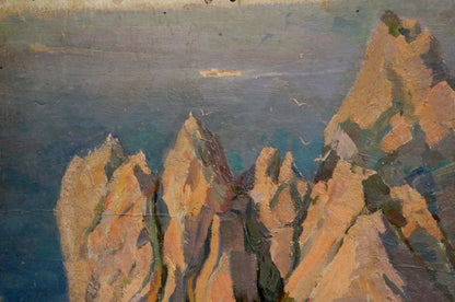 Oil painting of rocky shore by Mamchich Stepan Gavriilovich