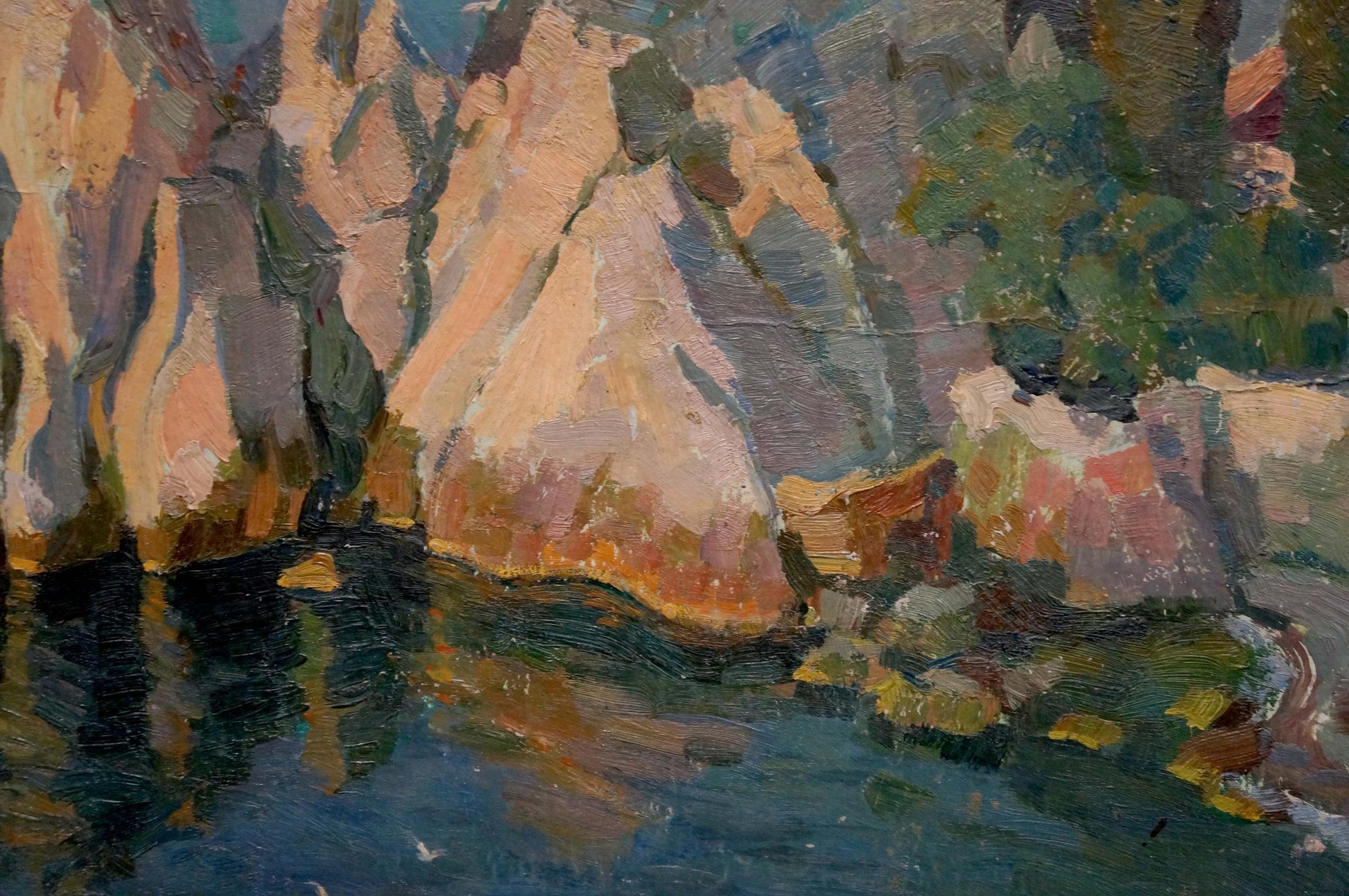 Oil painting of rocky shore by Mamchich Stepan Gavriilovich