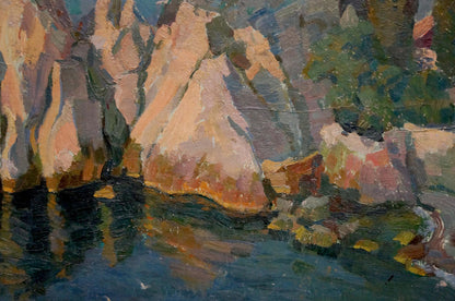 Oil painting of rocky shore by Mamchich Stepan Gavriilovich