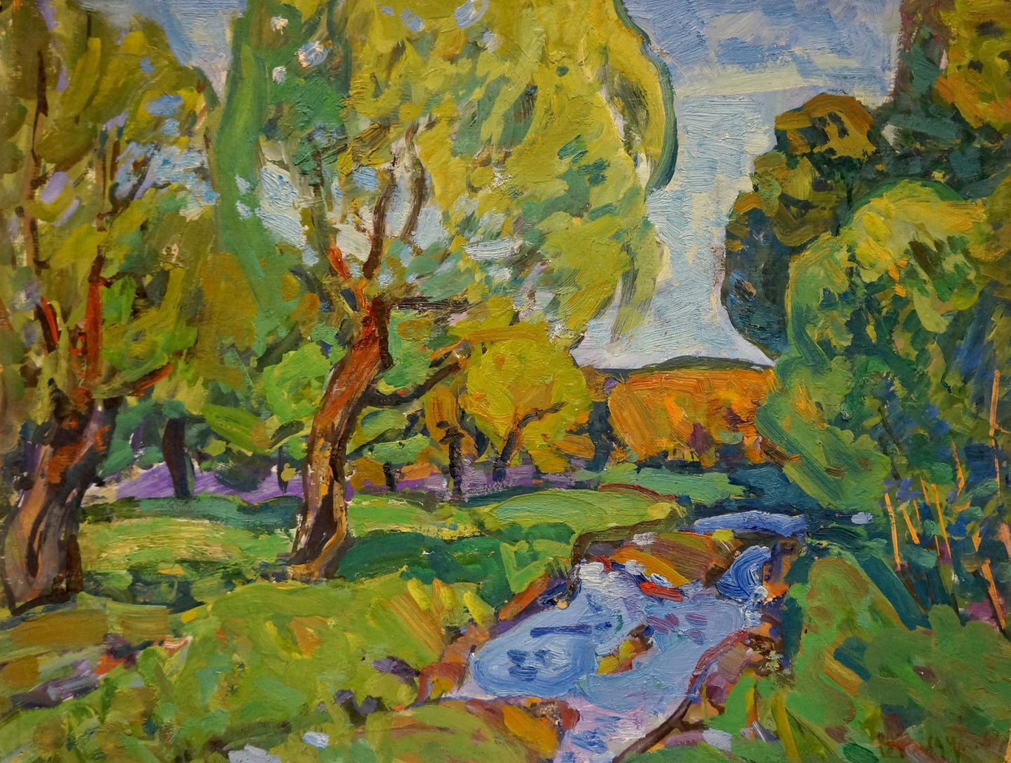 Vibrant impressionist oil painting The last rays of the sun by Gaiduk Viktor Kirillovich