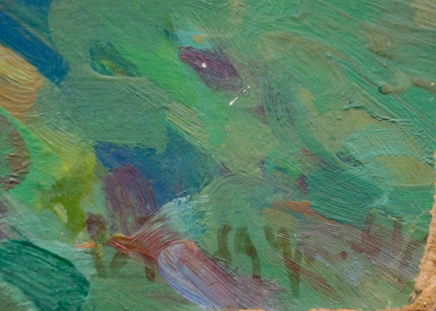 Oil painting The last rays of the sun by Gaiduk Viktor Kirillovich with bold green blue purple brushstrokes
