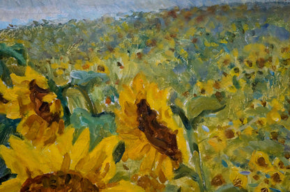 Oil painting of sunflower field by Dziuban Ivan Feodosievich