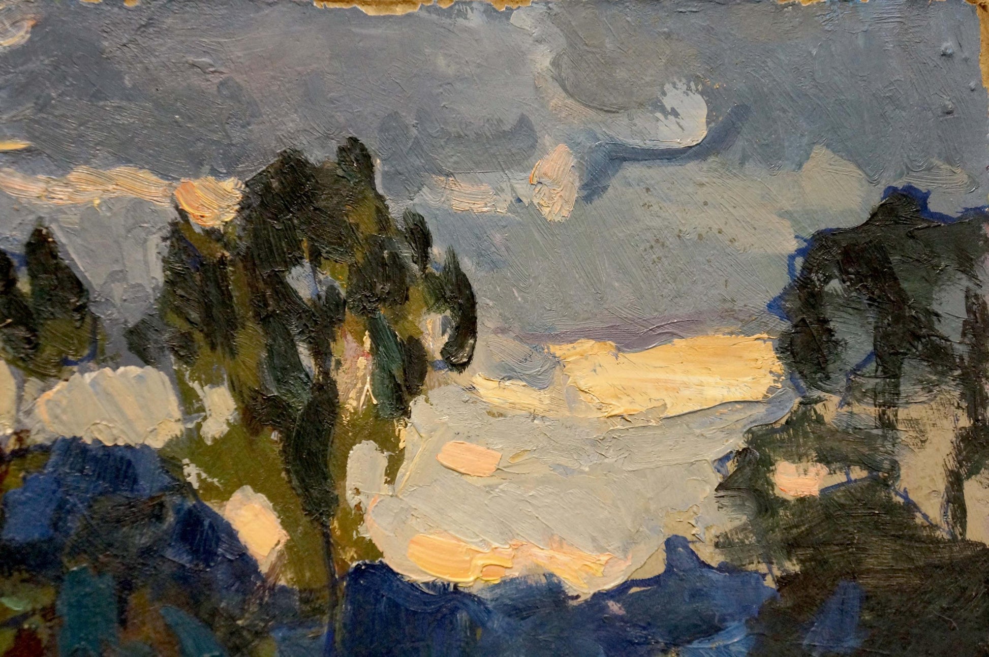 Oil painting In the Evening by Fomin Anatoly Nikiforovich, textured landscape