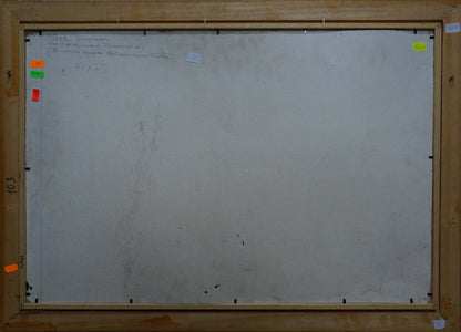 White chalkboard with wooden frame for Sunflowers oil painting by Dziuban Ivan Feodosievich