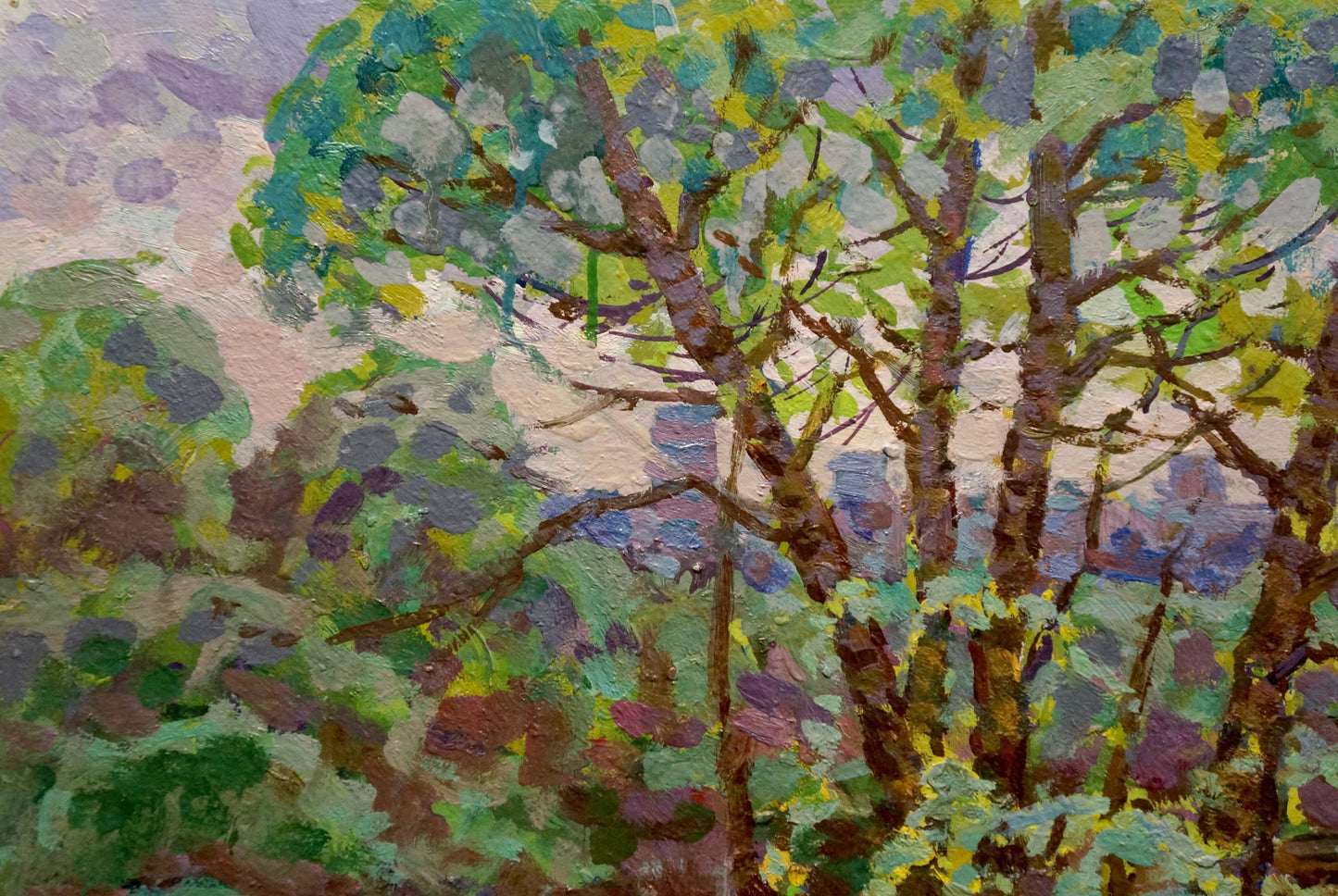 Vibrant impressionist oil painting of trees by Ruban Grigory Savelievich