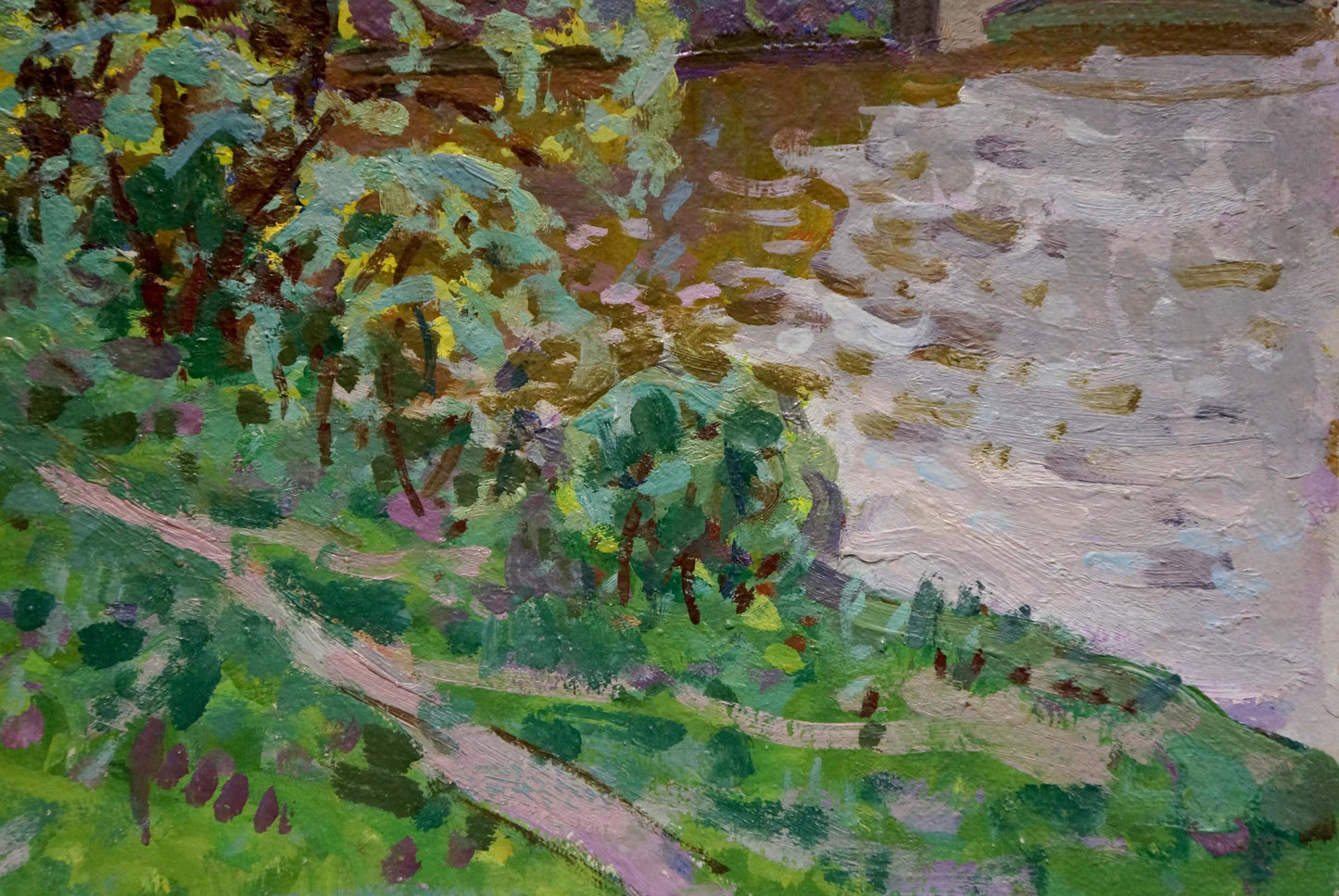 Vibrant impressionist oil painting by Ruban Grigory Savelievich with lush foliage