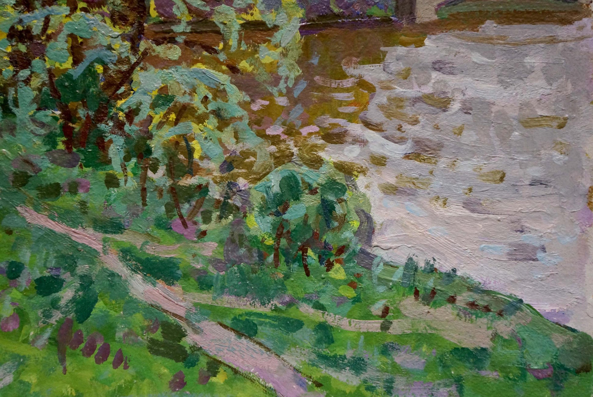 Vibrant impressionist oil painting by Ruban Grigory Savelievich with lush foliage