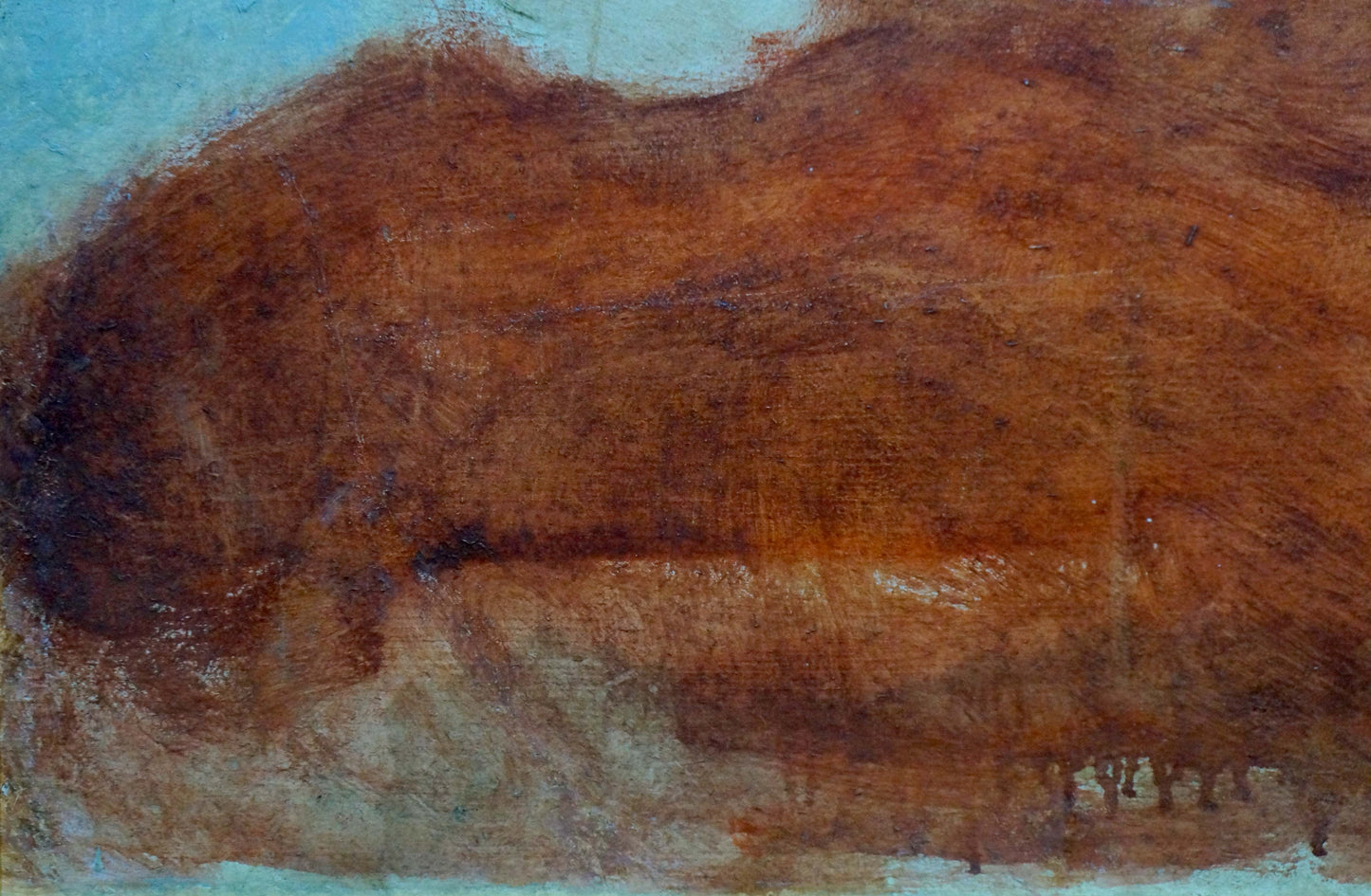 Oil painting Bull by Yuri Anatolievich Pliss, textured earthy-brown abstract