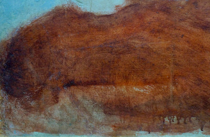 Oil painting Bull by Yuri Anatolievich Pliss, textured earthy-brown abstract