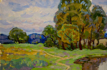 Vibrant impressionist oil painting Lake Ruban by Grigory Savelievich