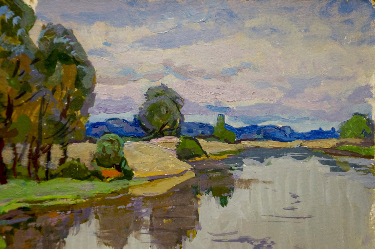 Serene Lake Ruban oil painting by Grigory Savelievich, impressionist landscape