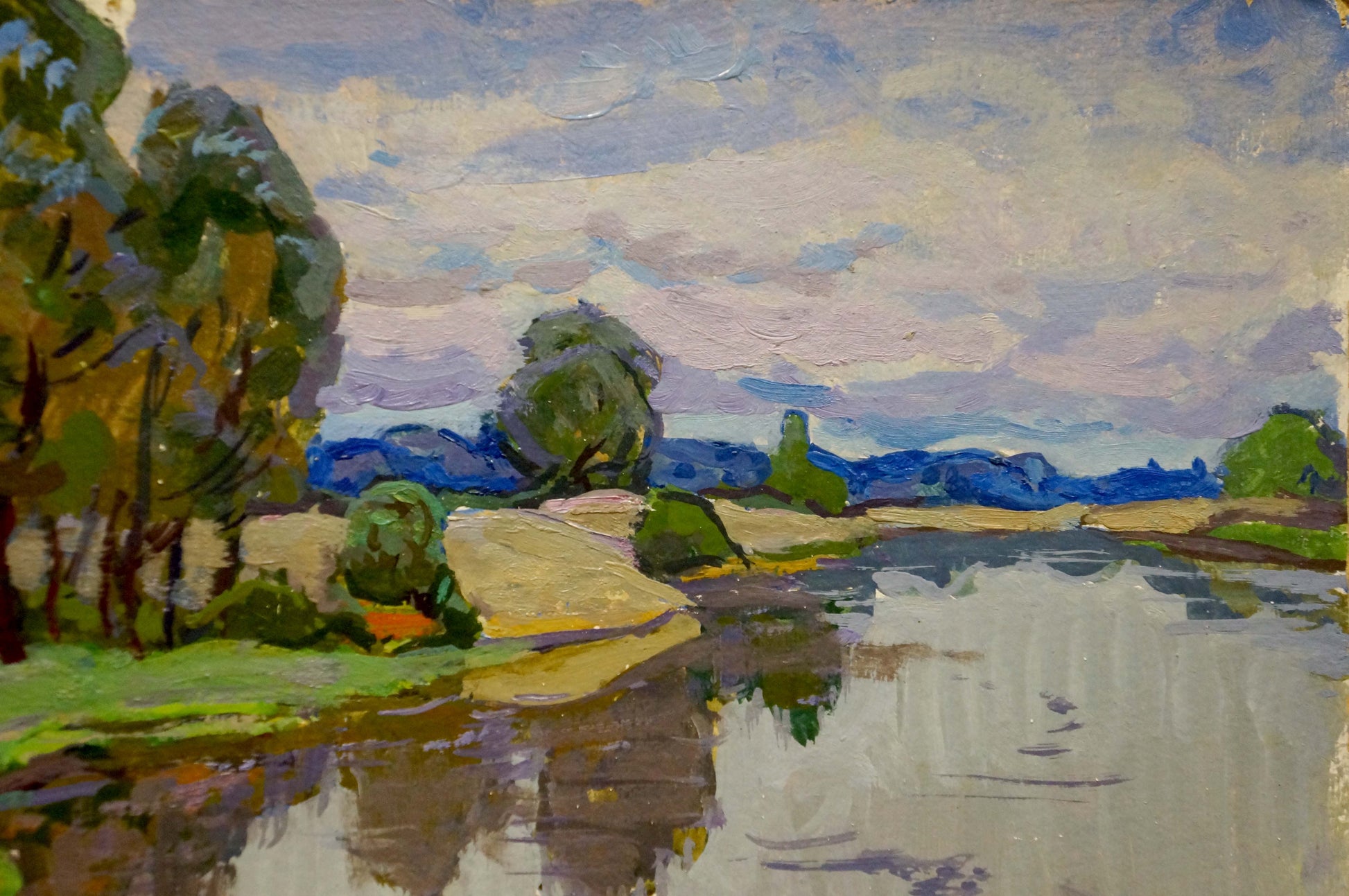 Serene Lake Ruban oil painting by Grigory Savelievich, impressionist landscape