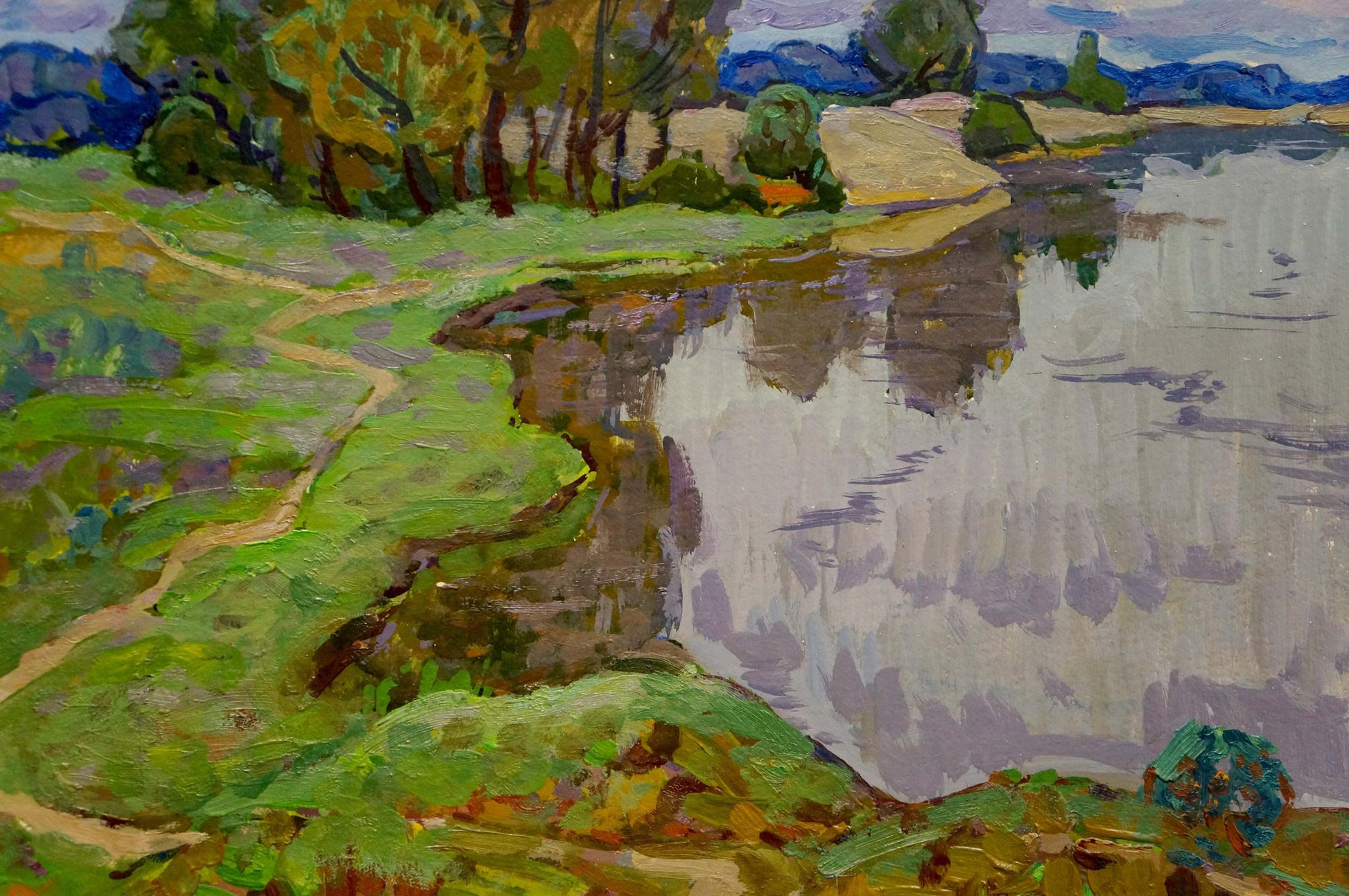 Vibrant impressionist oil painting Lake Ruban by Grigory Savelievich