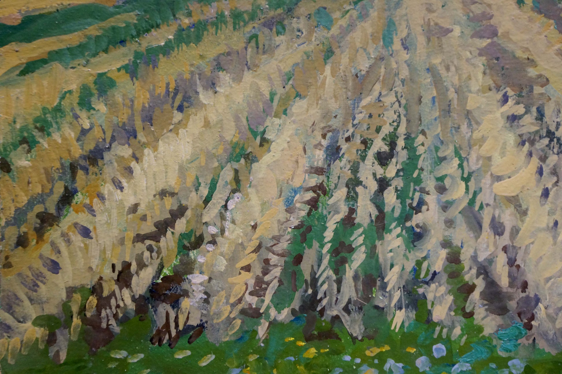 Oil painting Fields by Ruban Grigory Savelievich: lavender field in purples, yellows