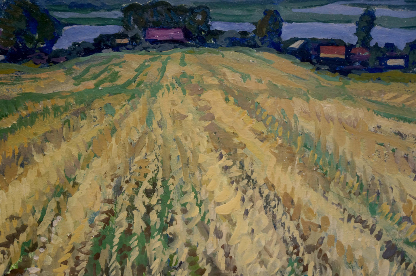 Oil painting of golden wheat field by Ruban Grigory Savelievich